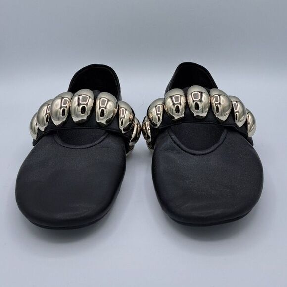 Jeffrey Campbell Mary Jane Ballet Flats Black Stud Embellished Size 7 - Picture 2 of 11